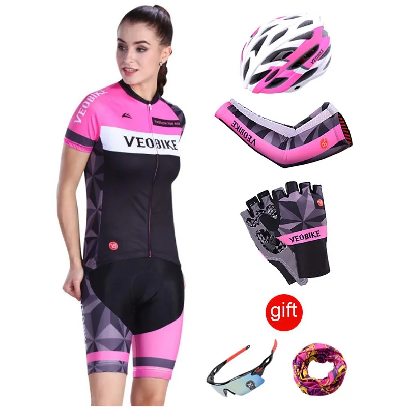 VEOBIKE 2018 дышащие летние Pro MTB велосипеда костюмы для женщин Спорт короткий рукав