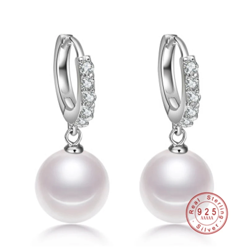 

2019 Pearl Earrings Genuine Natural Freshwater Pearl 925 Sterling Silver Earrings Pearl Jewelry For Wemon Wedding Mother's Gift