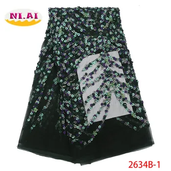 

2019 New Style French Net Lace Fabric Flower African Tulle Mesh Lace Fabric High Quality Nigerian Beaded Lace Fabric XY2634B-1