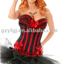 Дамы Атласные Кружева Вверх Басков Корсет Отдельная Туту черный и Красный Сексуальное Женское Белье S-xxl A068