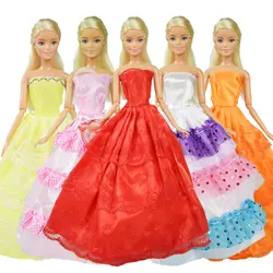 5 шт./компл. шикарное свадебное платье принцессы вечернее платье различные Цвета вечерние платье для 12 дюймов кукла аксессуары девушка