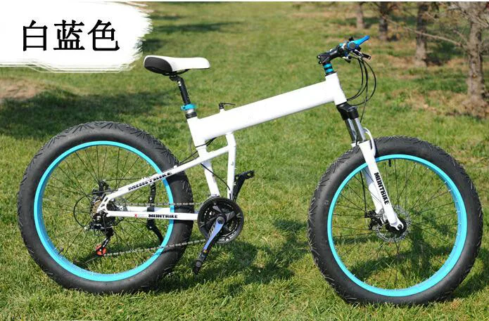 Cheap Kalosse Folding alloy frame Beach bicycle Fat bicycle  26*4.0 tires  Fat bike   snow  bike  24/27/30 speed  mountain bike 2