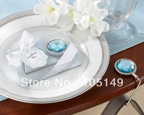 

(15 pieces/lot) Bridal shower favors "Something Blue" Shimmering Purse Valet for wedding giveaways and Party decoration gift