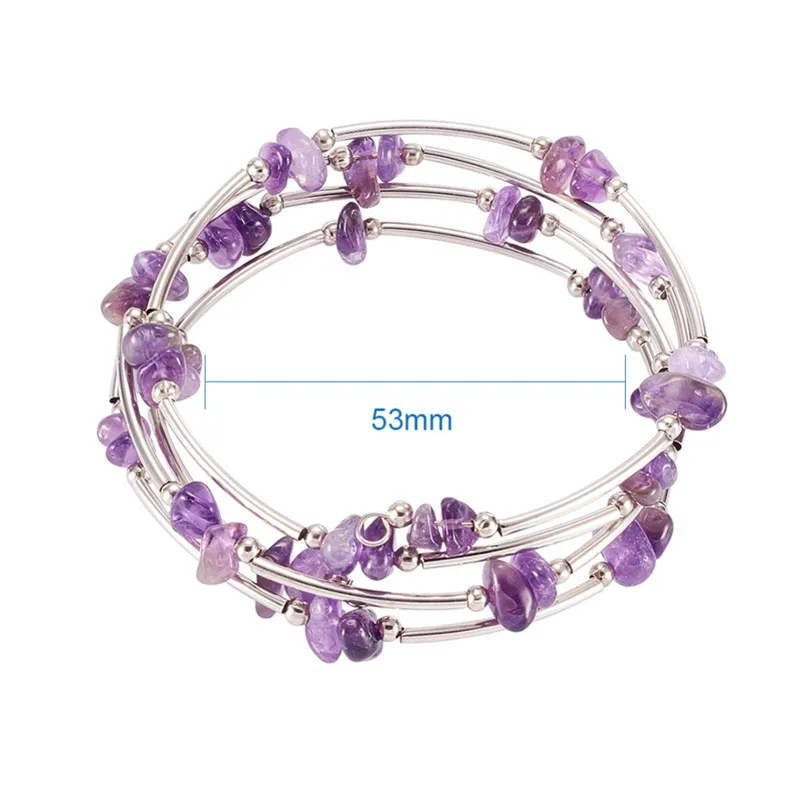 1-strand-2-08-53mm-Womens-5-Loop-Stone-Chip-Warp-Bracelets-Memory-Wire-with-Brass (2)