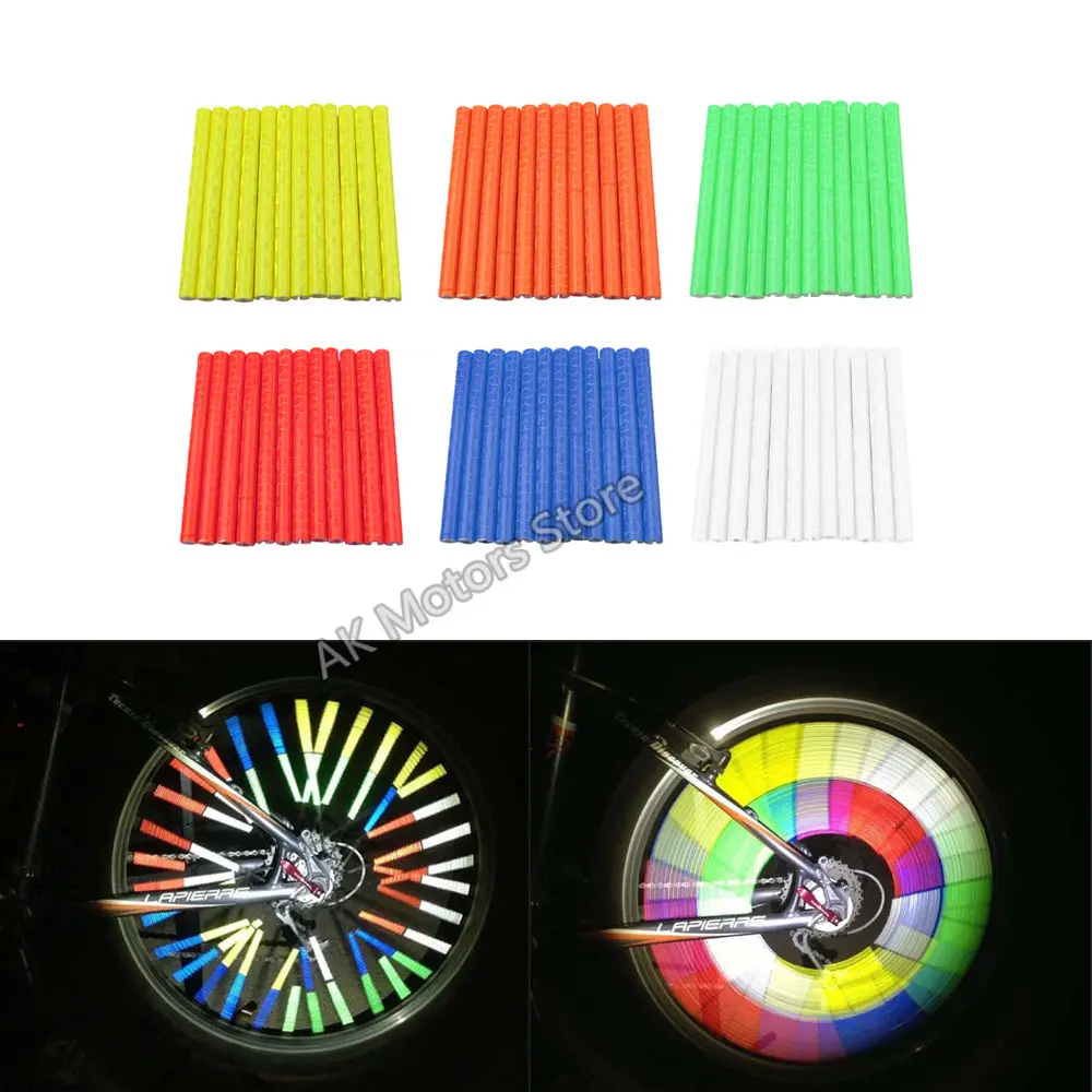 12Pcs Bicycle Mountain Bike Riding Wheel Rim Spoke Warning Reflector Clip J9U8