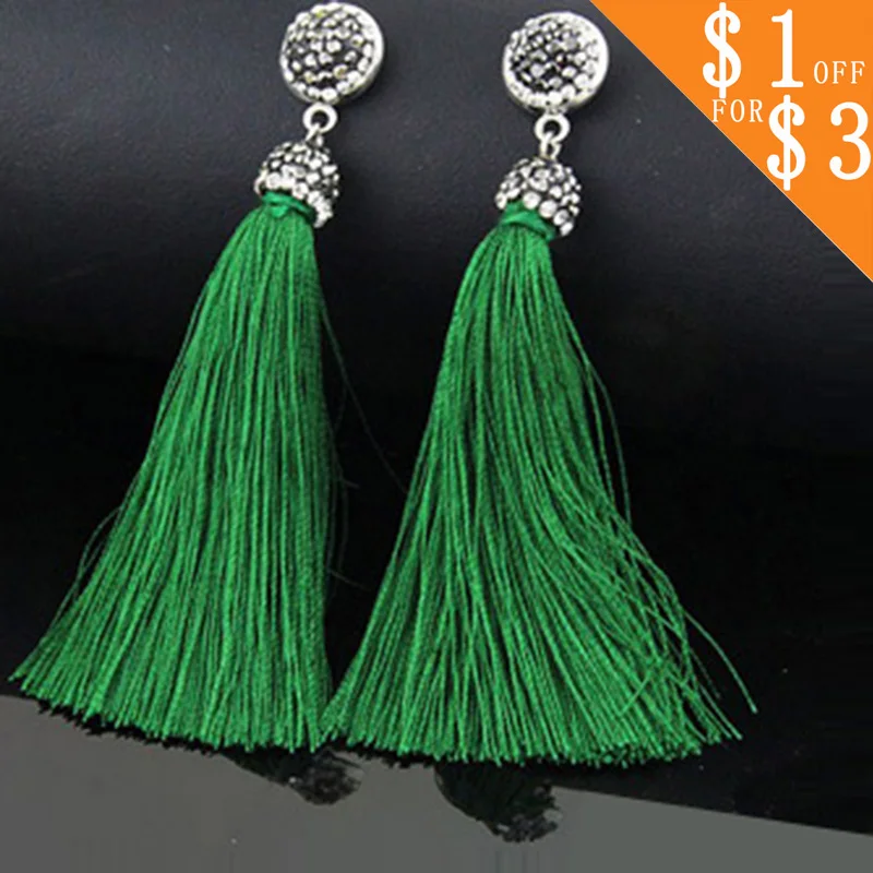 Новые женские серьги с кисточками Boho богемные длинные преувеличенные шелковые