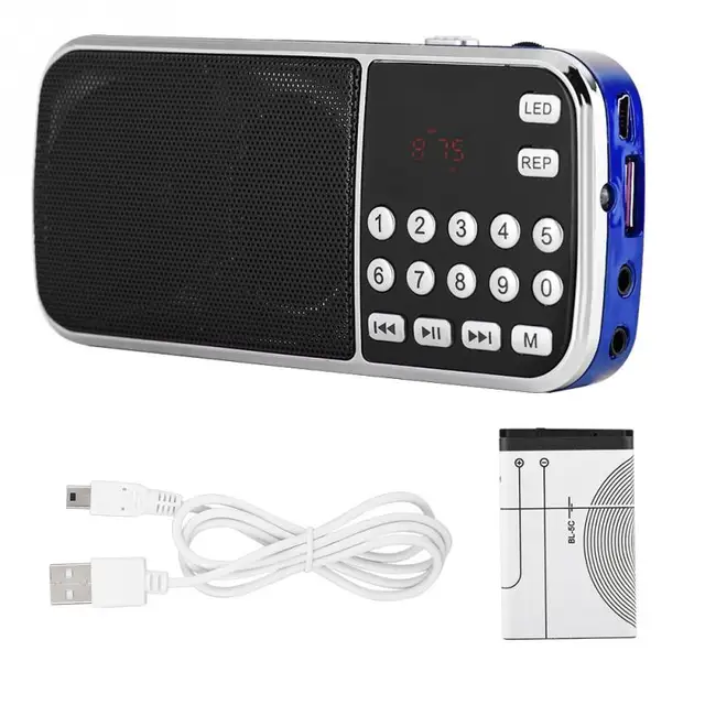Stereo FM Radio 78-108MHz Stereo FM Radio High Sensitivity Noise Cancelling Digital TF Card Radio – Blue