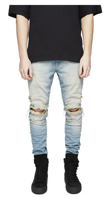 Новинка года; модные рваные джинсовые тренировочные штаны с оригинальным дизайном; брендовые джинсы; роскошные мужские уличные обтягивающие штаны в стиле хип-хоп Kanye West