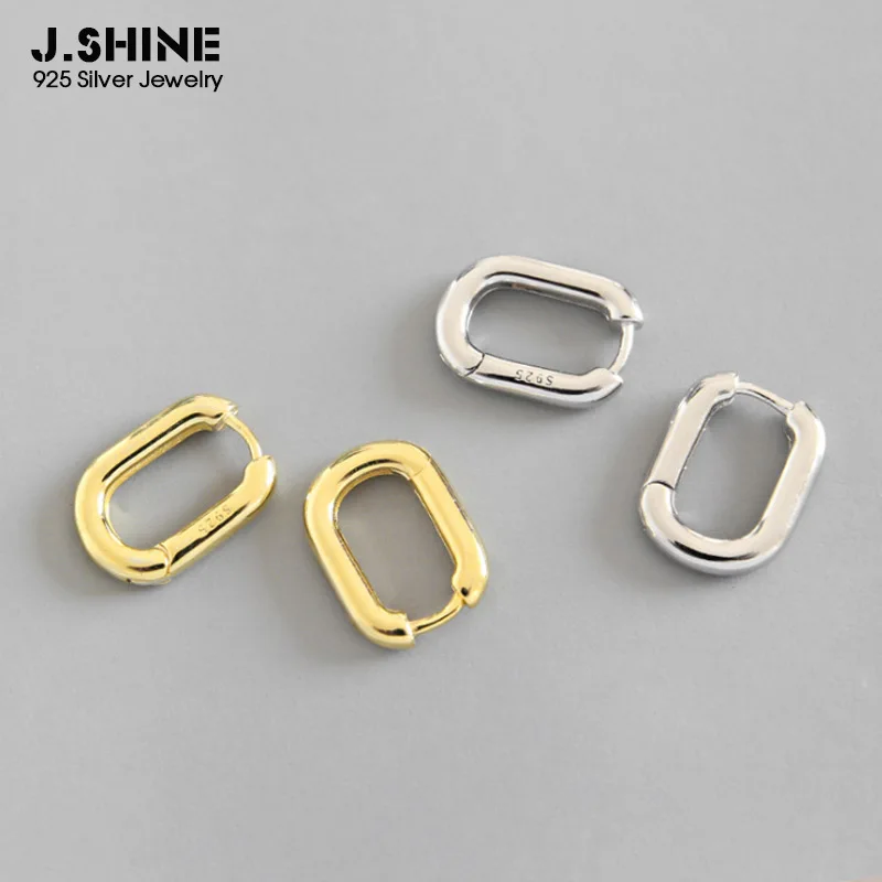 

JShine Minimalist S925 Sterling Silver Earrings for Women Geometric Oval Circle Earrings Gold Silver Small Hoop Earrings Korean
