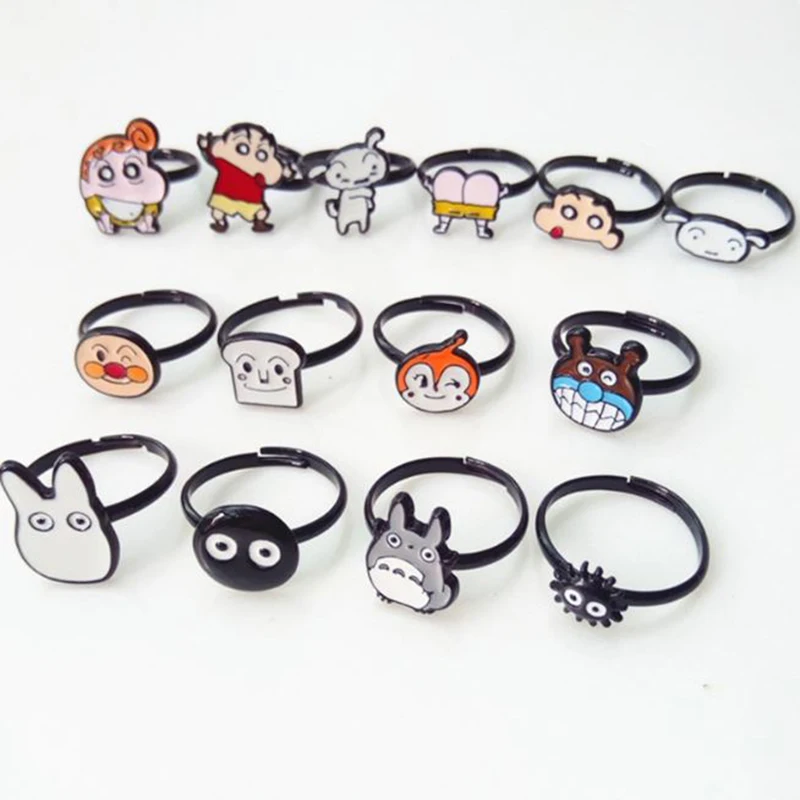 

1 Pc Cute Japanese Animation Totoro Cosplay Figure Toy Ring Anime Crayon Shin-chan Anpanman Opening Finger Ring