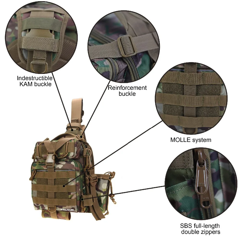 Сумки для рыбалки Runature, сумка через плечо, тактическая сумка на ремне, нейлоновая Водонепроницаемая камуфляжная сумка для рыбалки