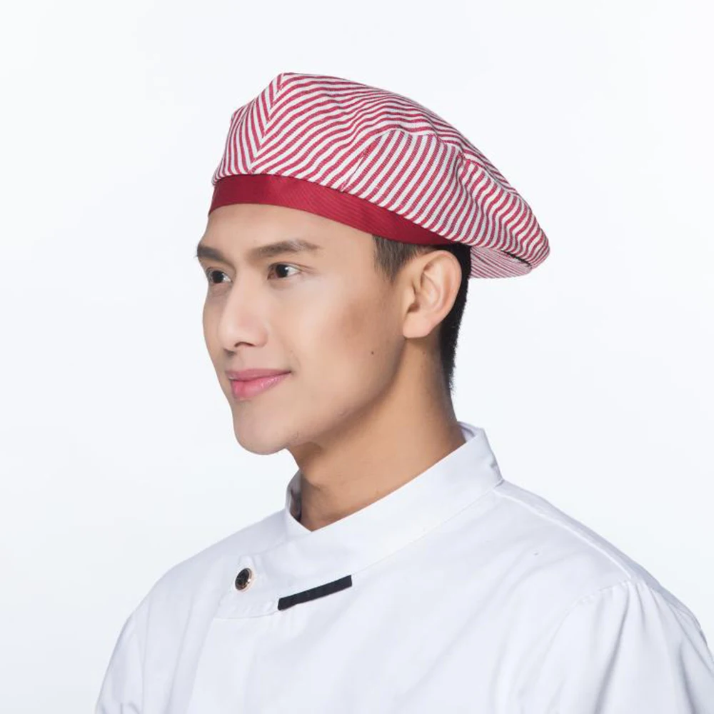 Высокое качество полосатый Chef Hat Hotel Форма кулинарные шапки Ресторан общественного питания шляпа рабочая одежда шляпа Повседневное мягкие
