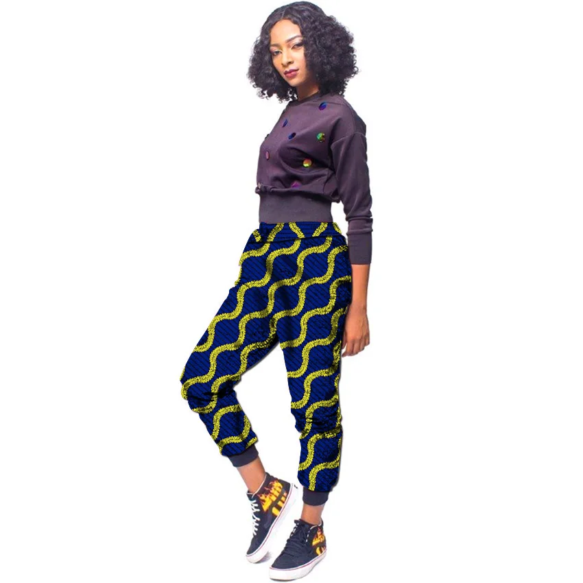 

Women Trousers African Fashion Haren Pants Ladies Bright Design Dashiki Print Jogger Pants Customize Cropped Pants