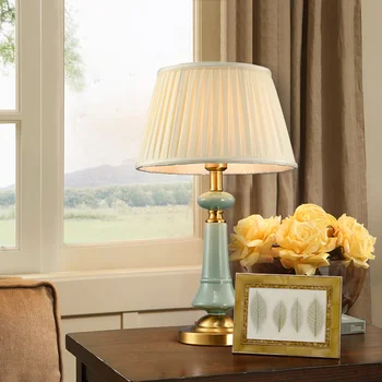 

American table lamp bedroom bedside lamp creative retro simple garden living room copper table light lw521336py