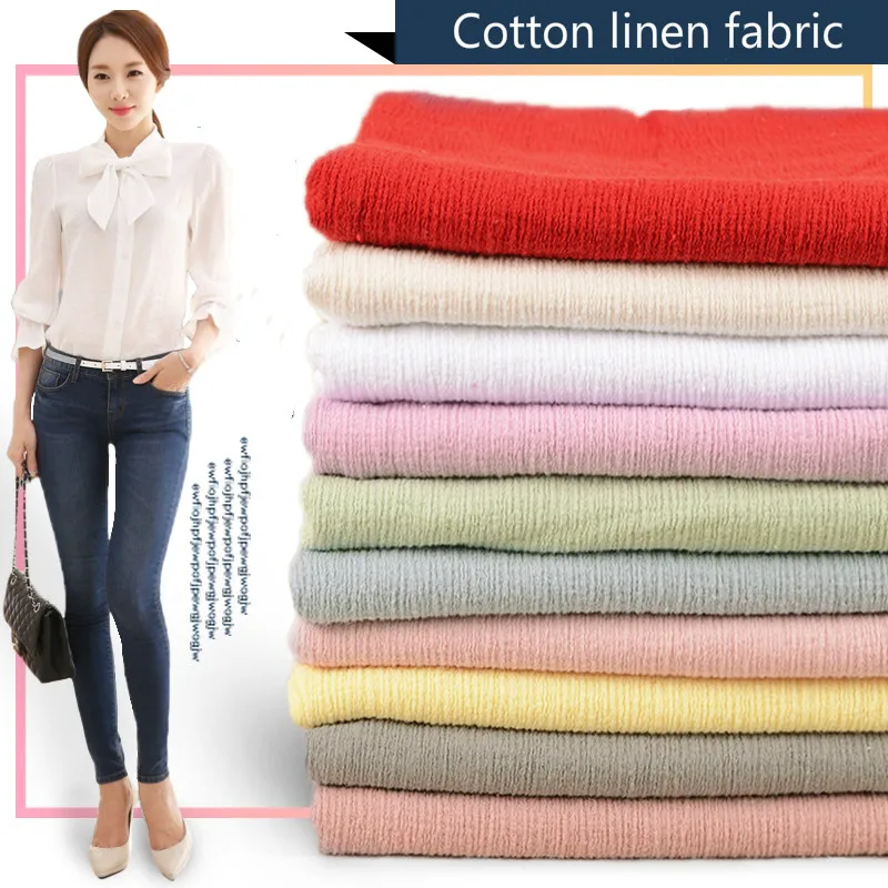 Летняя хлопковая льняная ткань, одноцветная льняная одежда, китайская ткань для шитья, сделай сам, платье, футболка, юбка, шапки 135*100 см