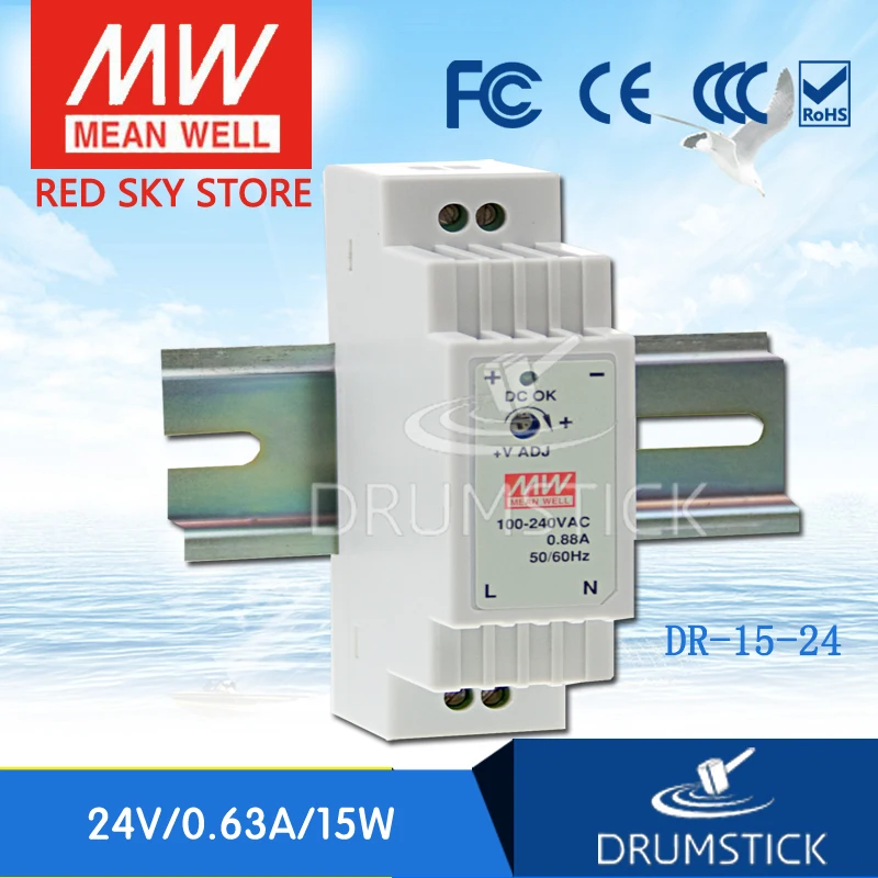 

[Only on 11.11] MEAN WELL original DR-15-24 24V 0.63A meanwell DR-15 24V 15.2W Single Output Industrial DIN Rail Power Supply