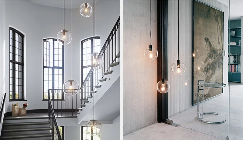 Modern Simple Nordic Glass Ball pendant Lamp Globe Chrome Pendant Lights Kitchen Lights for Dining Room Kitchen Bar Restaurant (12)