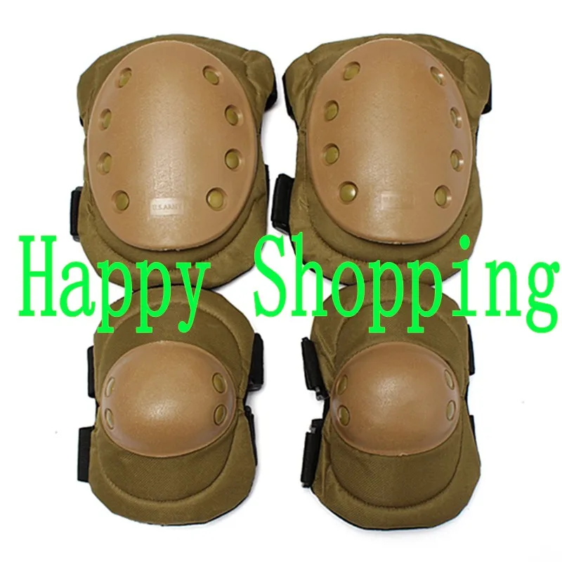 

Tactical hunting airsoft combat knee and elbow protector protective pads set Sand