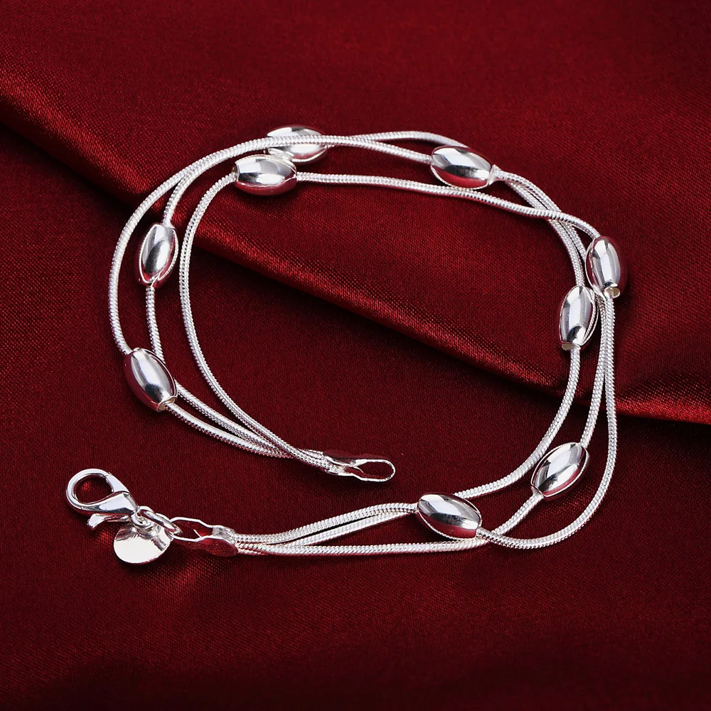 Очаровательные бусы цепь красивый браслет серебряный цвет мода для женщин свадебный красивый браслет ювелирные изделия JSHh236