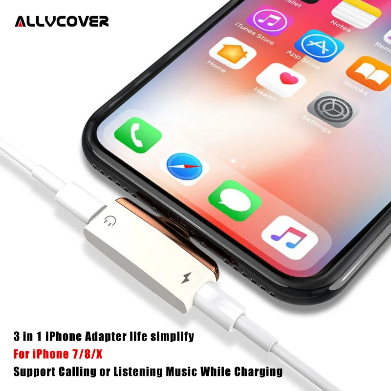 Allvcover 2 in 1 Charging Audio Adapter For iPhone 7 8 Plus X Charging