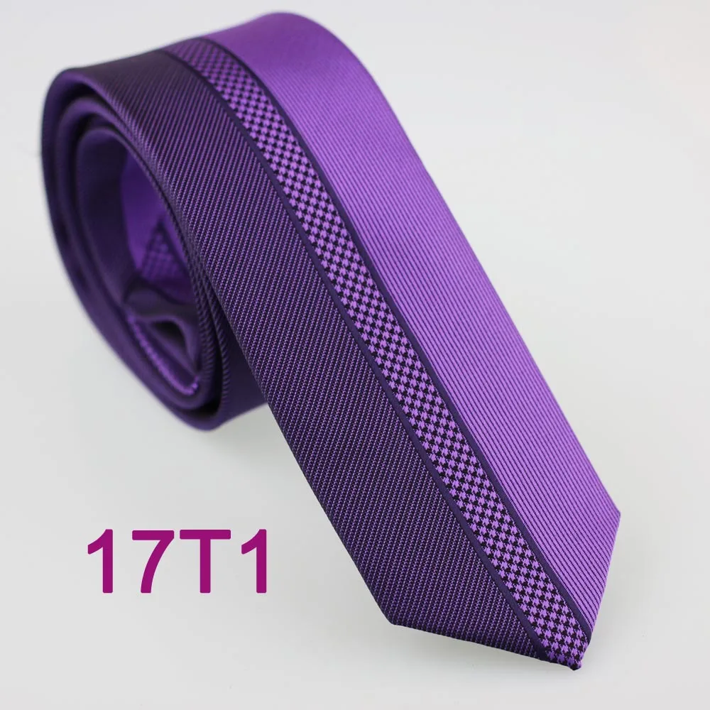 

YIBEI Coachella Ties Purple Necktie Half Dark Purple Middle Small Geometric Vertical Striped Tie Slim Man Microfiber 6cm Cravats