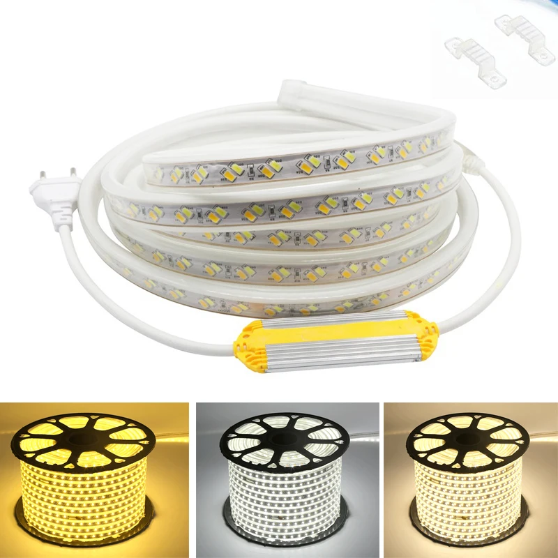 #cheap IP67 Waterproof Colorful LED Strip 5730 220V 120LED M Two Light Source Warm White Blue Decoration Lamp For Garden Party