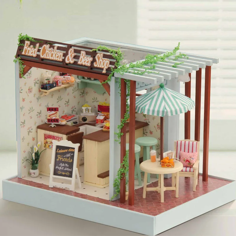Fried chicken beer shop Cuteroom DIY Wood Dollhouse Kit Miniature With Furniture Doll House Room Best Birthday Gift For Girls Fried chicken beer shop Cuteroom DIY Wood Dollhouse Kit Miniature With Furniture Doll House Room Best Birthday Gift For Girls