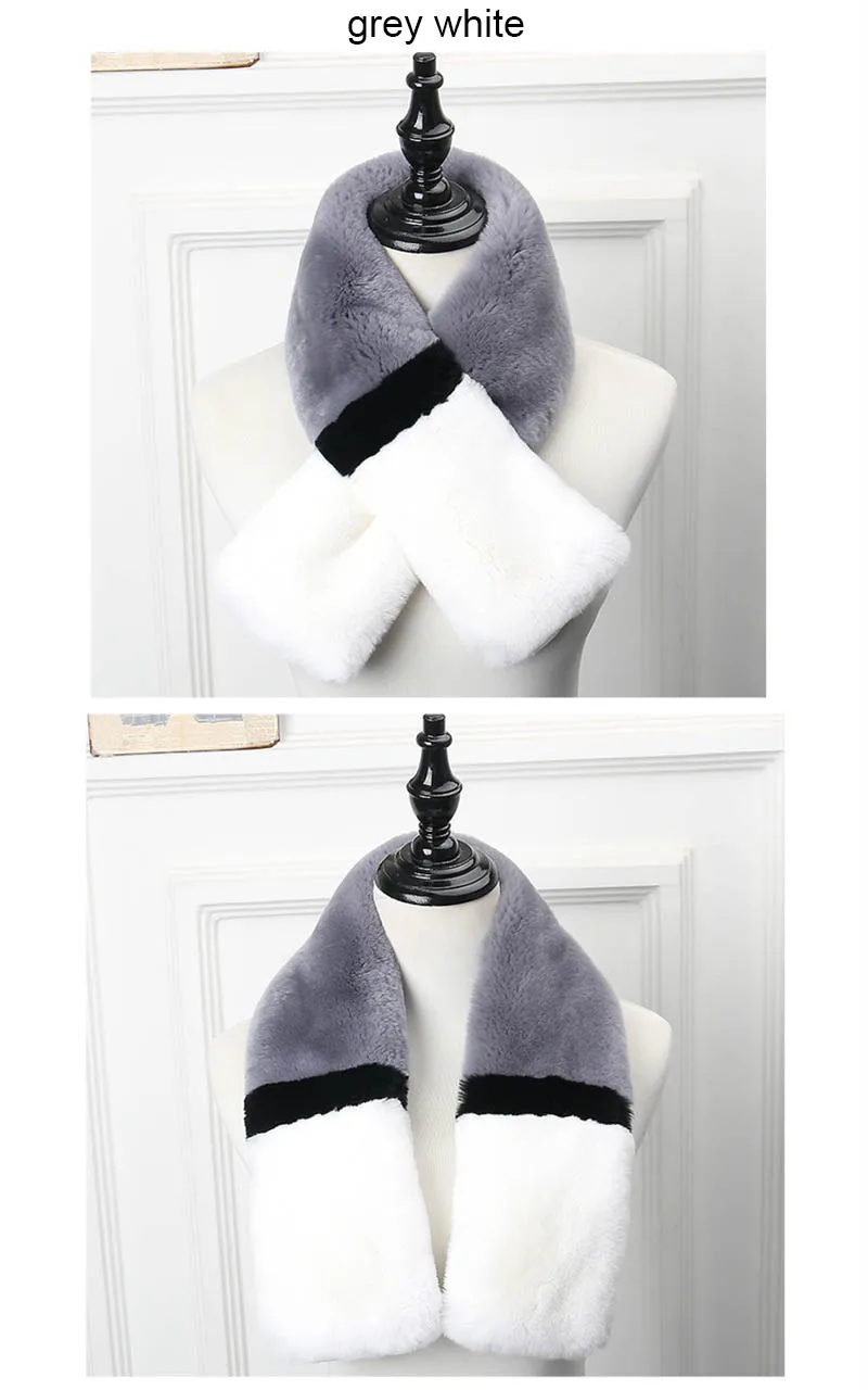 color rex rabbit scarf grey white 2
