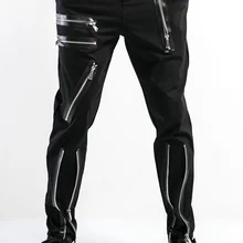 S-6XL, большие размеры, Мужские штаны, мужские повседневные штаны, индивидуальная тренд, брюки на молнии, мужские облегающие брюки, одежда певицы