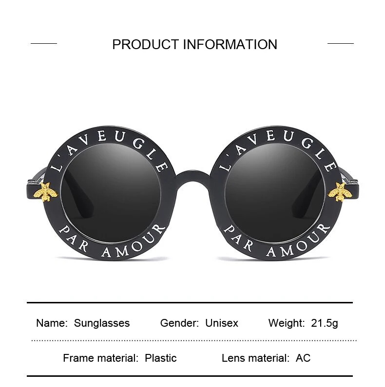 Трендовое маленькое украшение в виде пчелы карамельного цвета женские круглые солнцезащитные очки модные мужские очки UV400