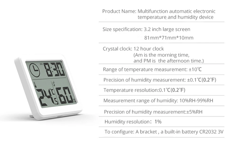 Многофункциональный Термометр-Гигрометр автоматический электронный монитор температуры и влажности Часы 3,2 дюймов Большой ЖК-экран