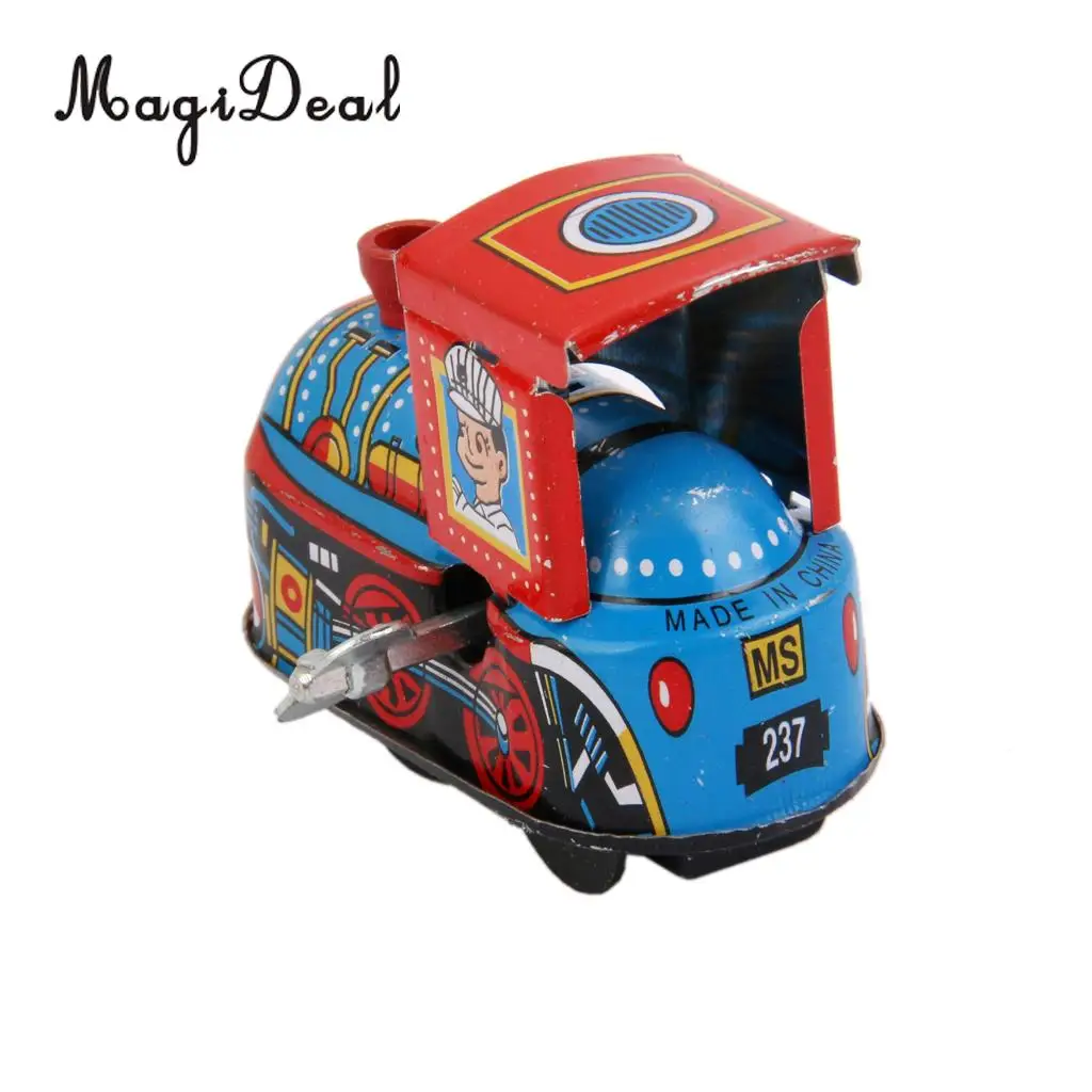 Vintage Retro Windup Train Locomotive Model Clockwork Kids Birthday Gift Decor Children Train Tin Toy Collectible