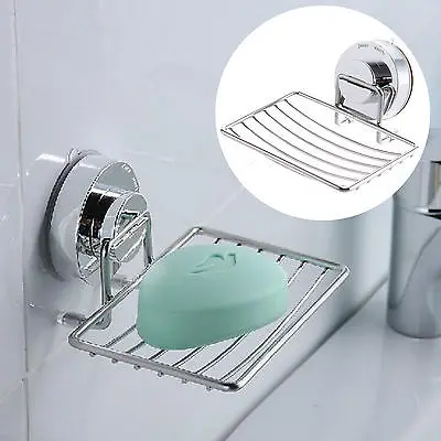 Metal Strong Suction Bathroom Chrome Sink Soap Dispenser Tray Dish Metal Strong Suction Bathroom Chrome Sink Soap Dispenser Tray Dish Holder Shower Stainless Steel Wall Mounted Shampoo In Storage Holders Racks From