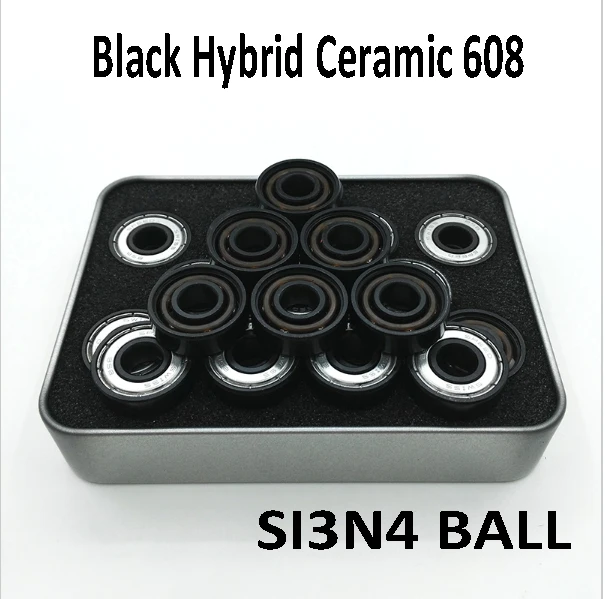 

Free shipping Pro Black Hybrid Ceramic 608 Bearing for Speed Racing Inline Skate Skateboard Longboard ABEC-11 Black Si3N4 Balls