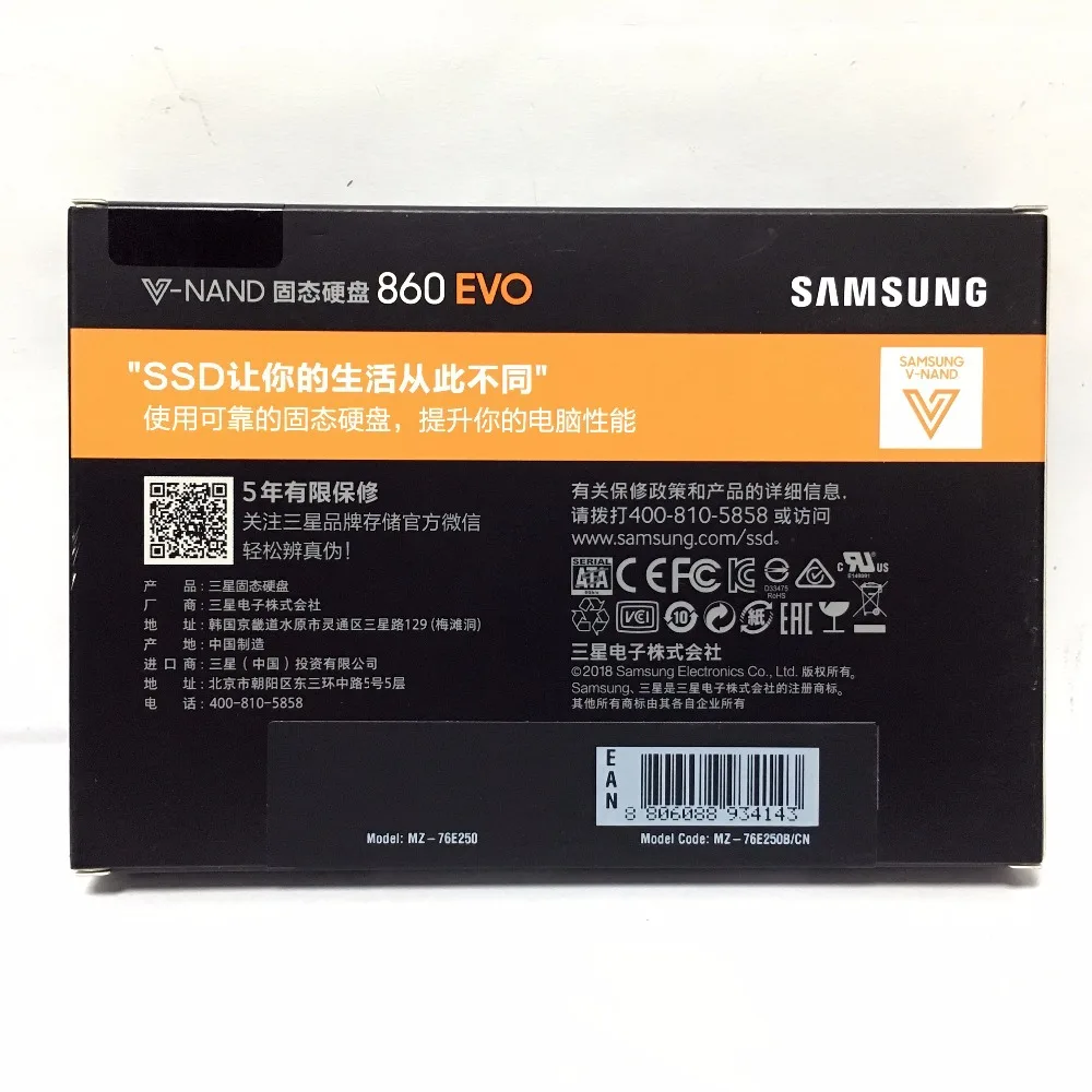 Samsung 860 EVO 860EVO 250 ГБ 250 г 2,5 SATA3 SSD настольных ПК ноутбука сервер 2,5 Internal Solid State Dribe SSD 500 ГБ 1 ТБ 250 ГБ