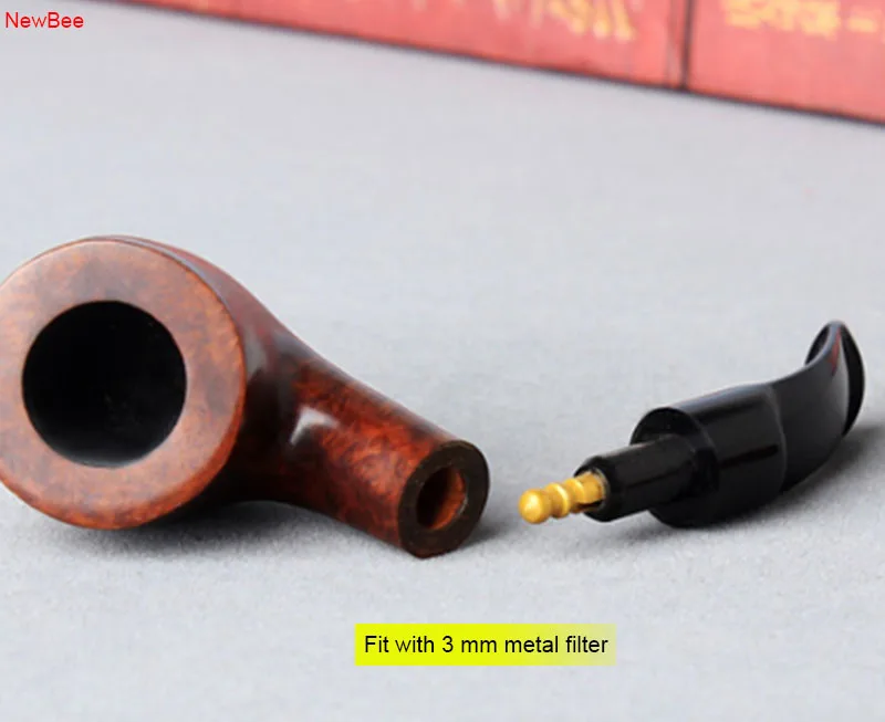 RU-NewBee 10 инструментов комплект из шиповника табачная труба 3 мм фильтр маленький размер изогнутая курительная трубка мужской подарок
