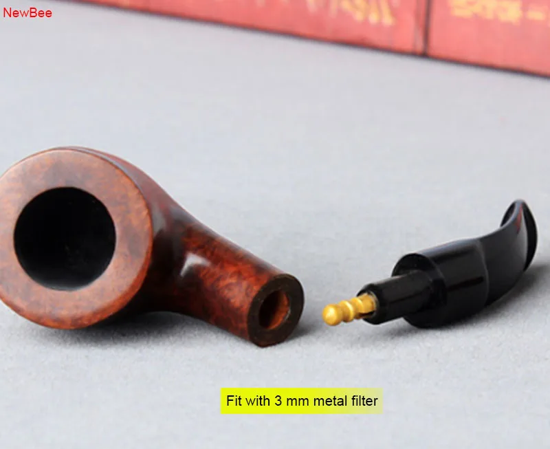 8 newbee small size briar wood tobacco pipe with 3 mm metal filter good quality smoking pipe for beginner smoker