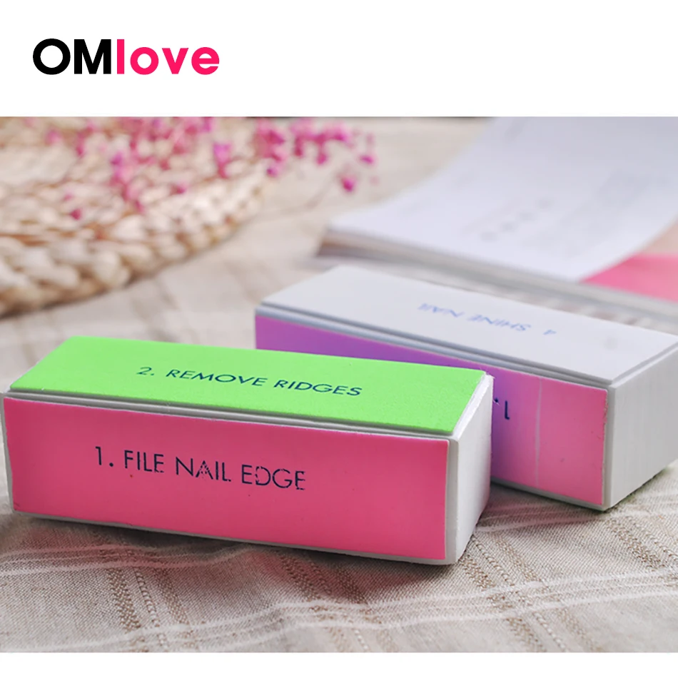 

OMlove 1Pcs/3Pcs Four-sided Polishing Nail File Tool Creative Printing Nail Buffer Sanding Manicure Tool File For Heels