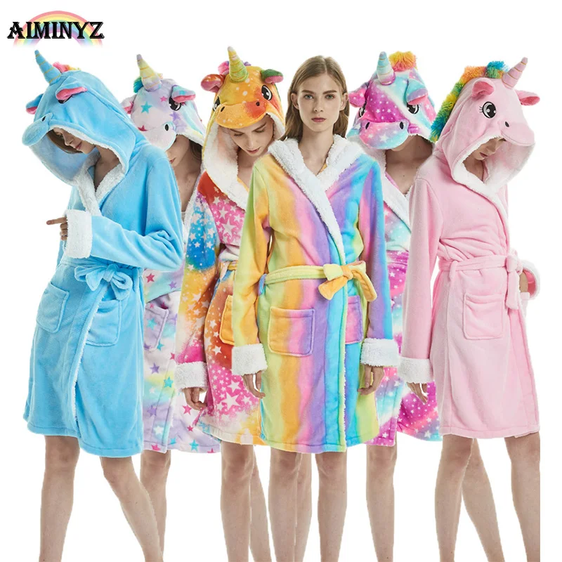 AIMINYZ новинка Халаты для взрослых животные Pegasua/панда ночные рубашки зимний банный