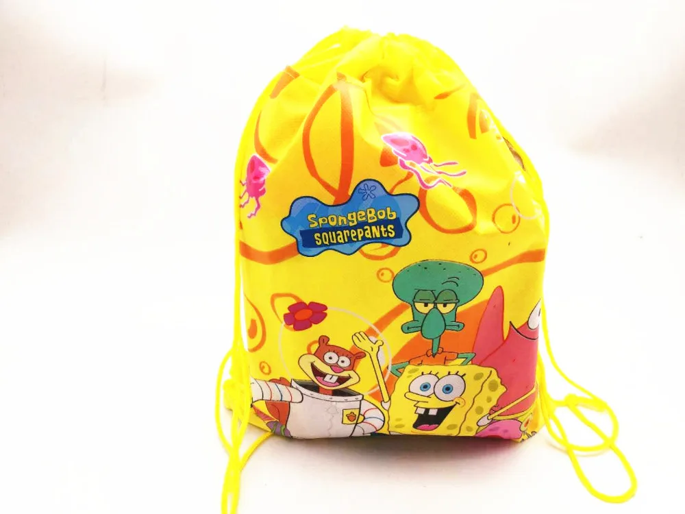 

1set SpongeBob SquarePants cartoon theme decoration birthday party drawstring bags for boys or girls with gift or candy