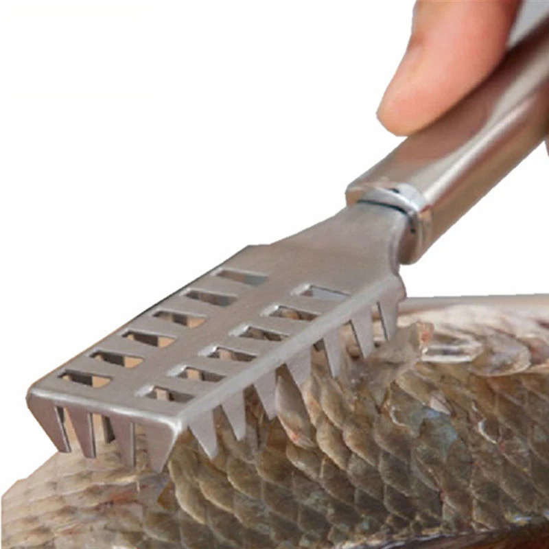1PCS Stainless Steel Fish Scraper Knife Fish Skin Scaler Brush Cleaner Peeler Cooking Tools