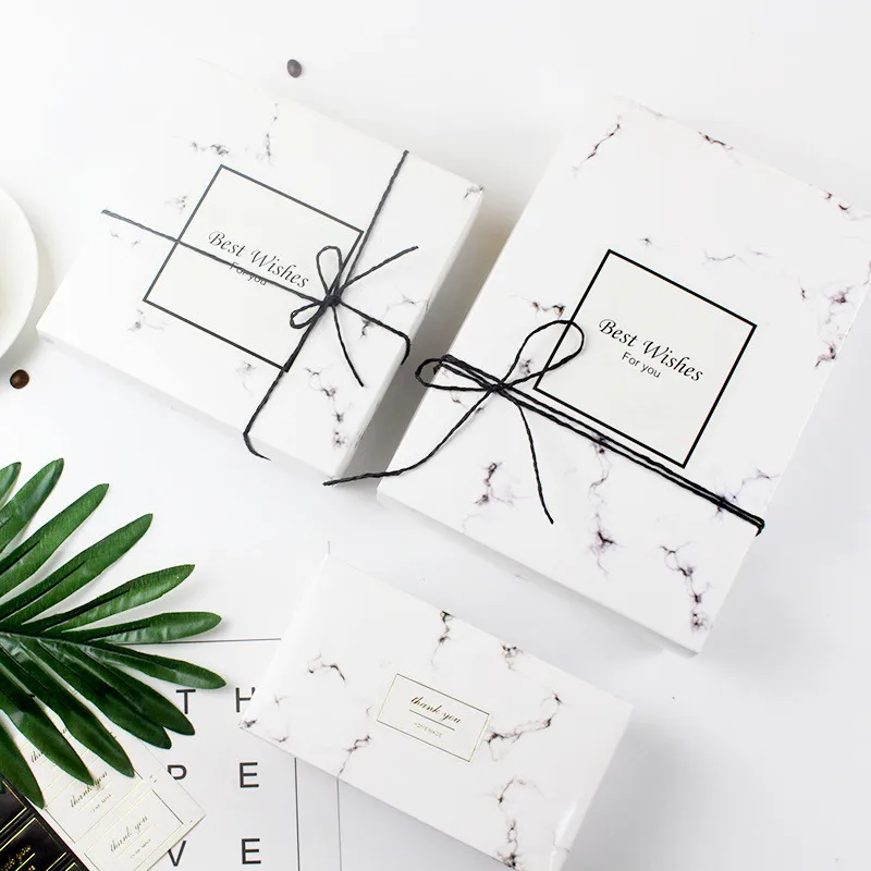 

1PC New Product Marble Texture Wedding Birthday Party Gift Boxes Candy Biscuit Pastry Box Creative Jewelry Ring DIY Storage Box