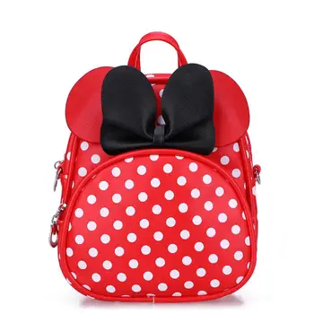 

backpacks infantis girl Pu Leather Mickey kids Cute Wave Point bowknot child paster school bag kindergarten mini bookbag