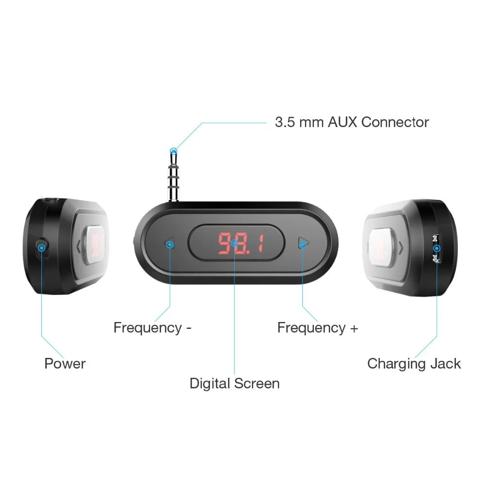 Doosl fm-передатчик, беспроводной аудио-радиопередатчик, адаптер 3,5 мм, разъем для iPhone, IOS, Android, автомобильный спикер