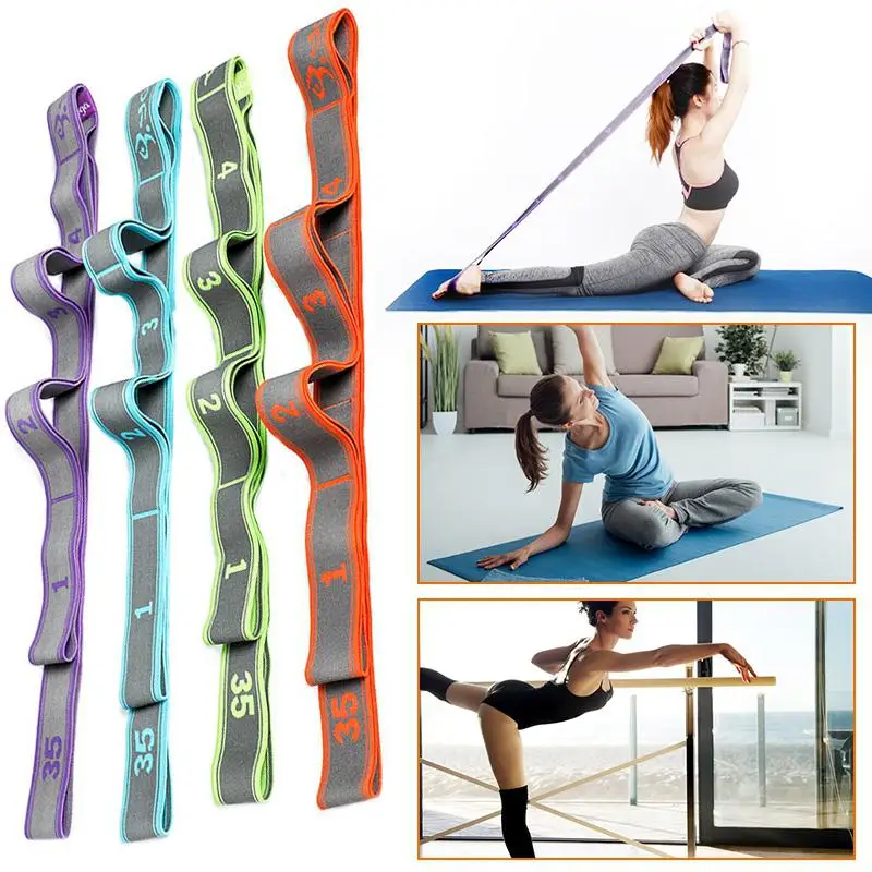 HobbyLane Yoga Fitness Elastic Band 9-Loop Training Strap Tension Resistance Exercise Stretching Band for Sports