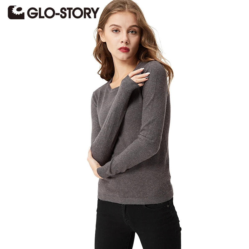 

GLO-STORY Women Sweaters and Pullovers 2018 Plus-size Long Sleeve Sweaters Jumper Womens Sweater Winter Pullover WMY-2610