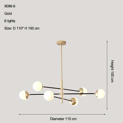 6 Light Скандинавская люстра, минималистичный художественный светодиодный светильник, подвесной стеклянный шар, для гостиной, спальни, минималистичный ресторанный бар, домашнее освещение - Цвет абажура: 6 Light