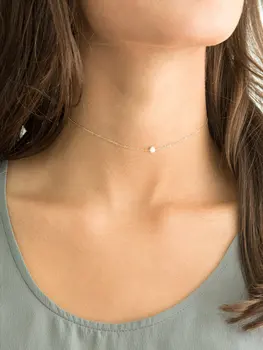 

925 Sterling Pearl Choker 2pcs Necklace Pearl Necklace Delicate Choker Layering Necklace Rose Fill girl birthday