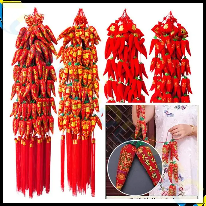 Весенний фестиваль китайские узлы петарды красный перец струнные подвески орнамент вечерние оформление комнаты Chinease Новогоднее украшение