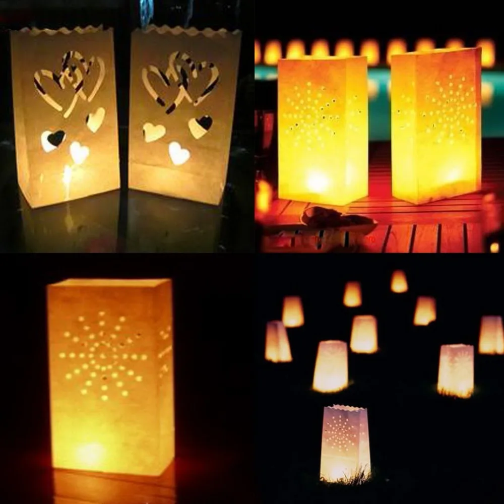 OurWarm 10 шт. Luminaria бумага Фонари лампы в форме свечи сумка сердца Чай светильник